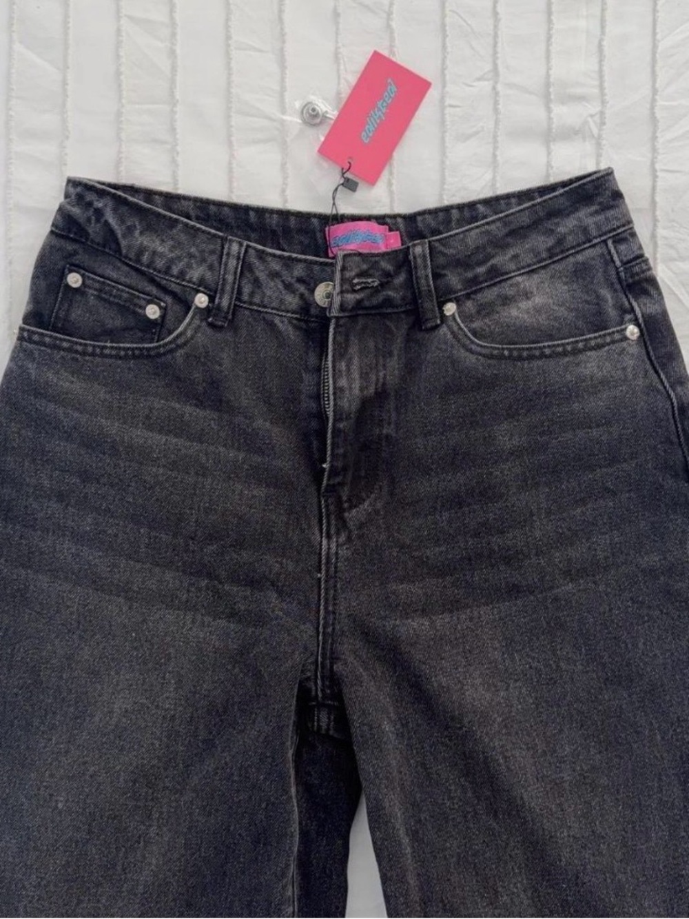 Edikted Black High-Rise Straight Jeans